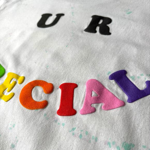 “U R Special” rainbow puff‑print graphic tee white M Unisex - Picture 8 of 9